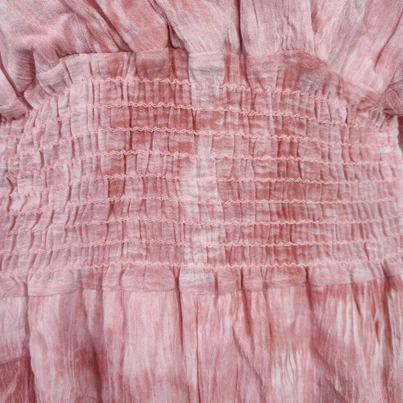 Fraiche by J Romper V-neck Surplice Smocked Waist Shorts Women Size L Pink - Picture 4 of 9